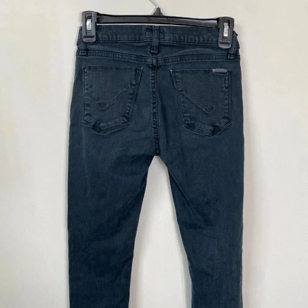 Hudson Womens 25 Krista Low-Rise Super Skinny Ankle Distressed Denim Jeans Black - Picture 11 of 16